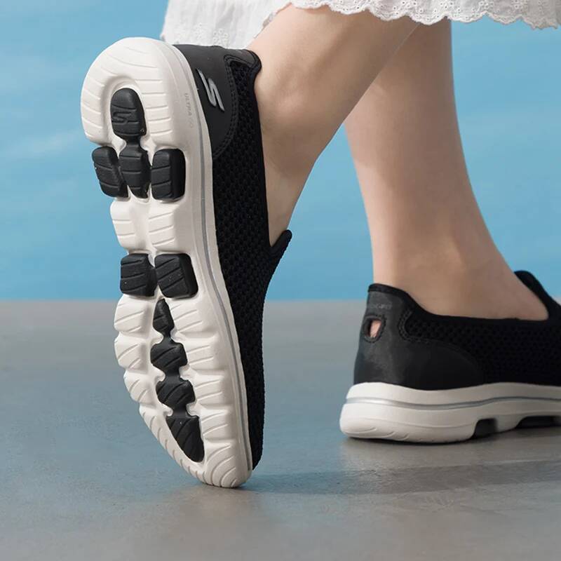 Women Shoes Hong Kong - Skechers 124163-Bkw Chaussures de marche décontractées